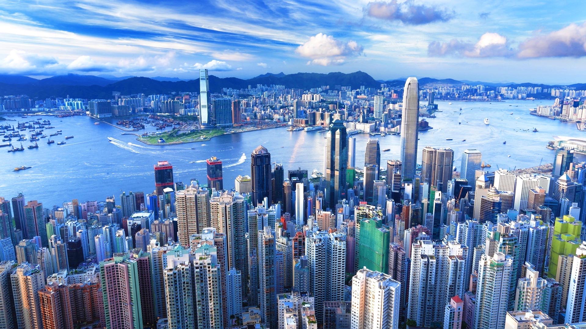 Vue de Hong Kong et du port Victoria